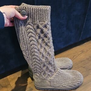 Ladies Gray Tall Cardi Knit Uggs Sz 5 New